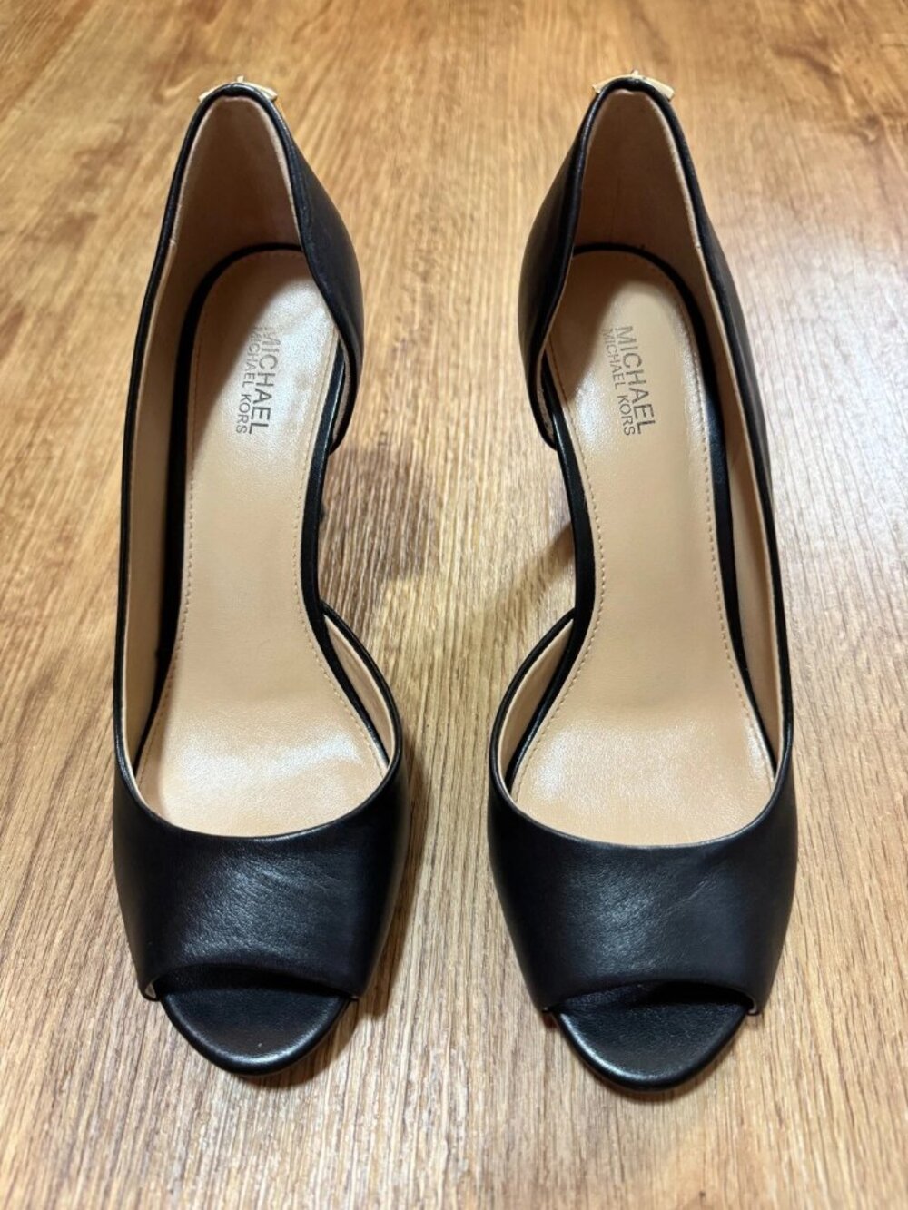 Michael Kors Hamilton Open Toe Flex Leather Shoes Size 6.5 (Black)
